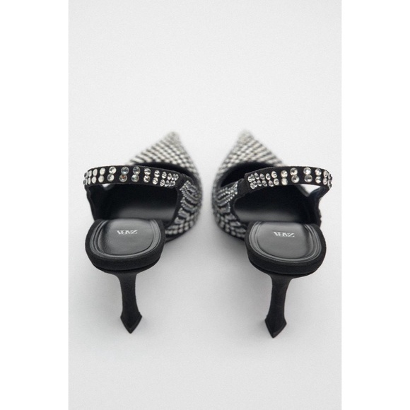 Zara High Heel Slingback Shoes with Rhinestones Size 8.5 - Picture 12 of 12